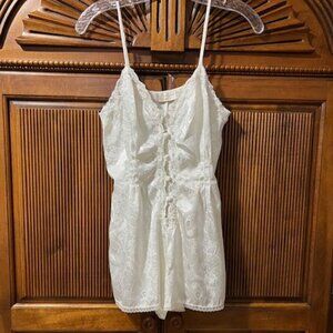 Victoria's Secret Vintage Gold Label Satin Floral Off-White Teddy Bodysuit Small